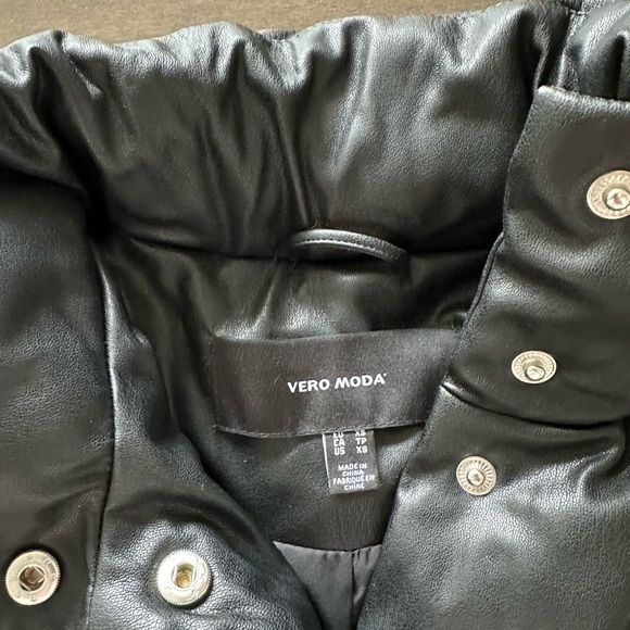 Black Faux Leather Puffer - Picture 3 of 5